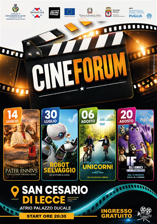 Cineforum  Atrio Palazzo  Ducale Start ore 20.30 Ingresso Gratuito
