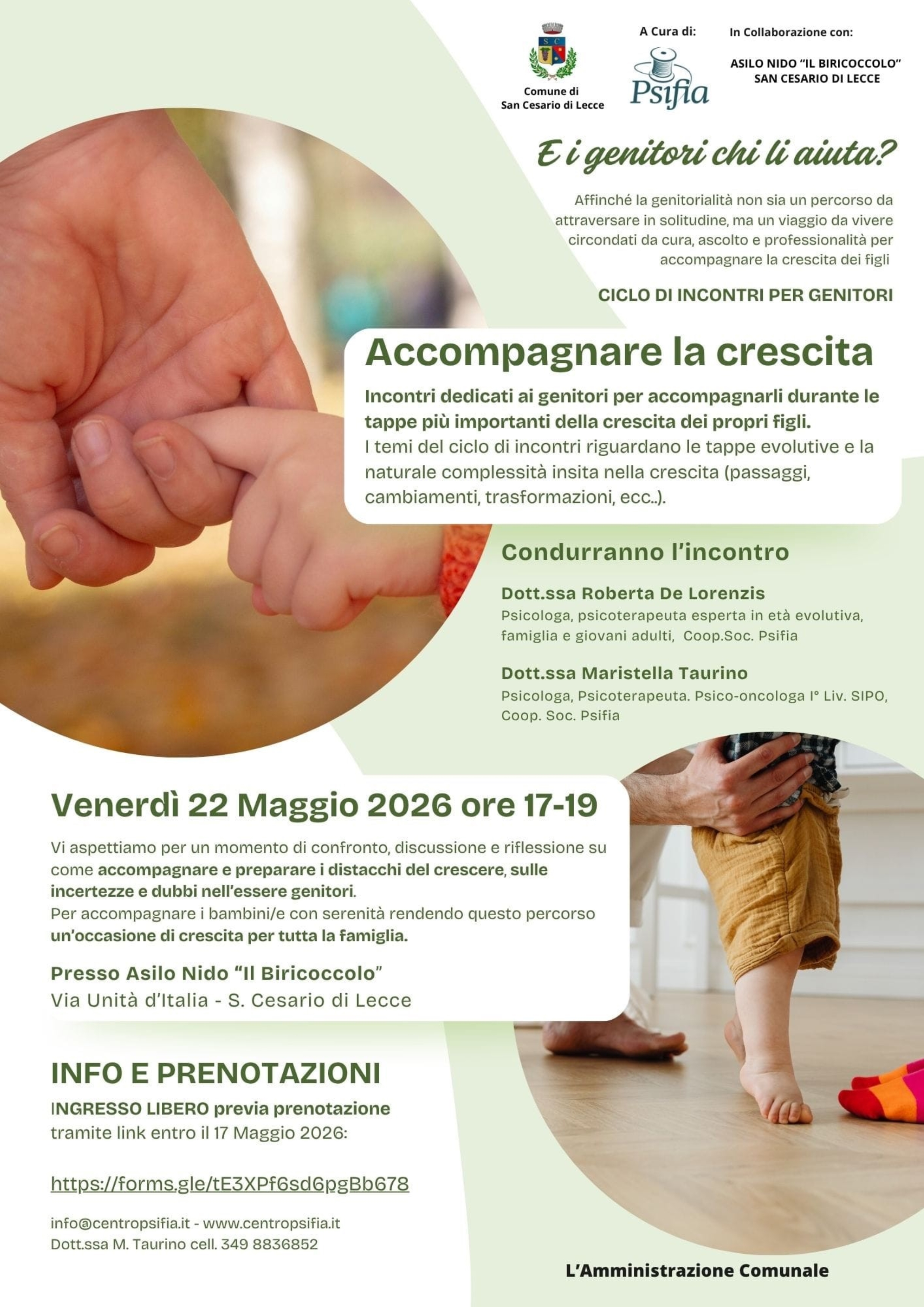E i genitori che li aiuta?
Venerdì 22 maggio 2026 h. 17-19
presso asilo nido "Il Biricoccolo"