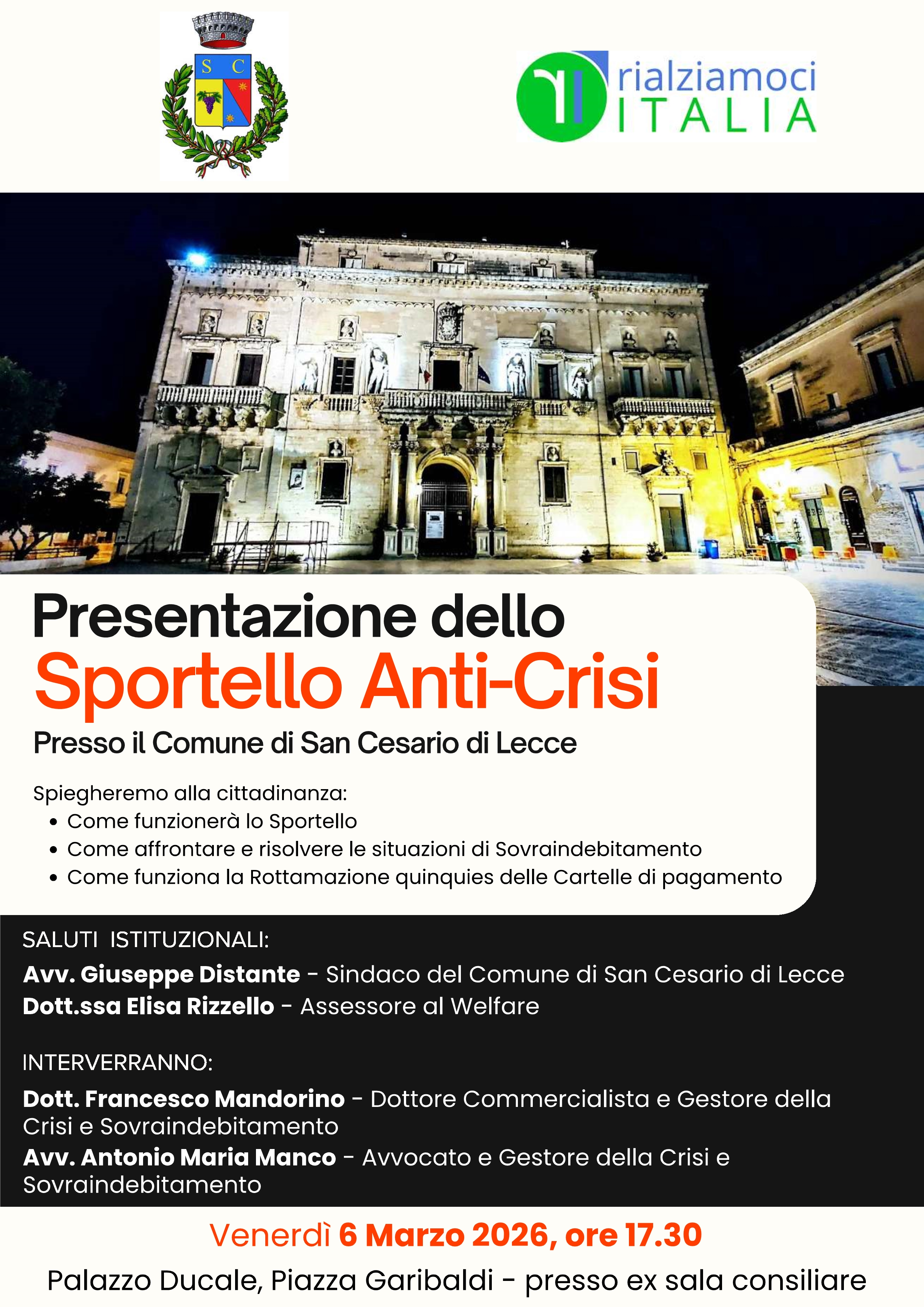 Presentazione dello Sportello Anticrisi