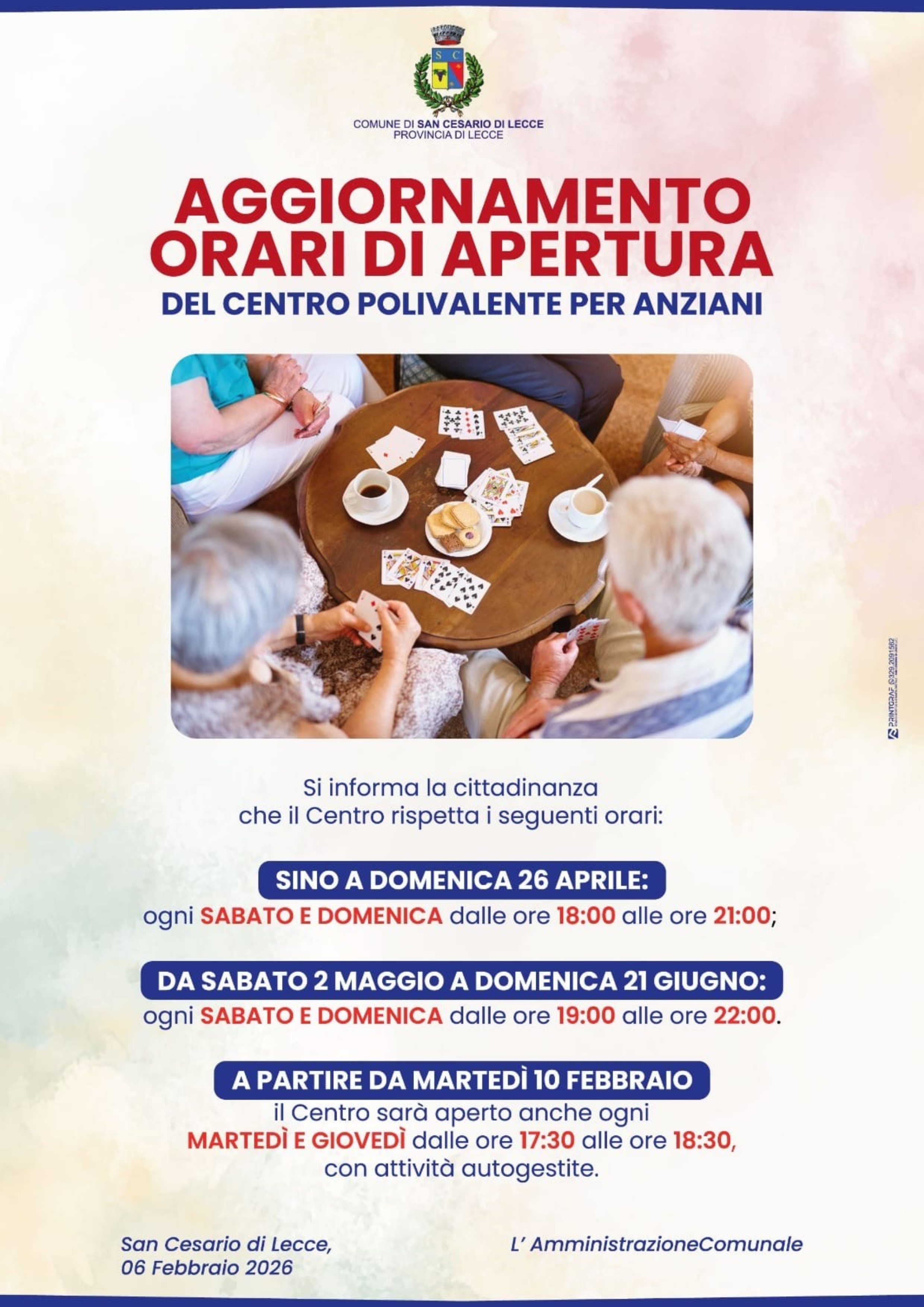 Centro Polivalente San Cesario di Lecce - aggiornamento orari