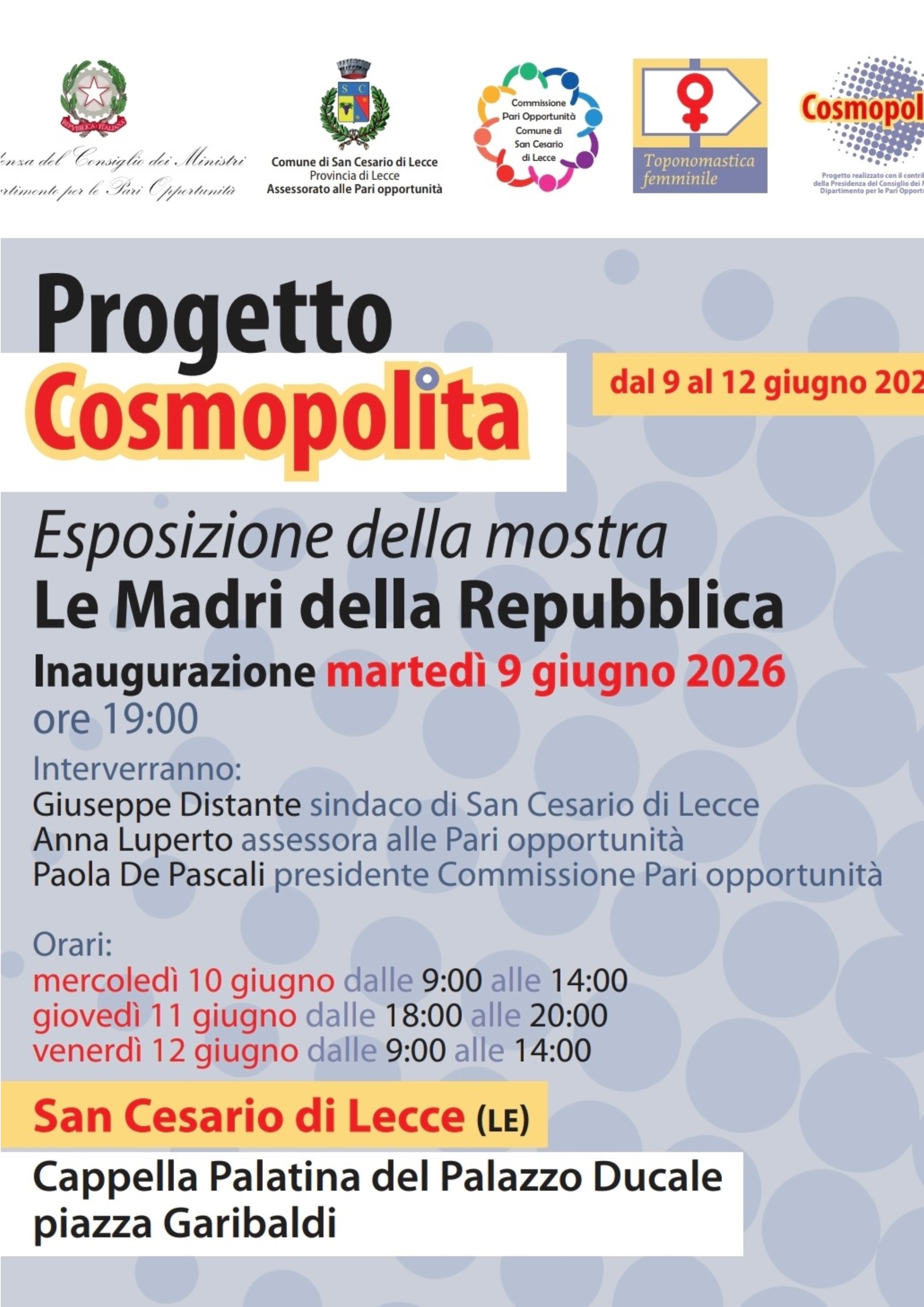 Progetto Cosmopolita dal 09 al 12 giugno 2026